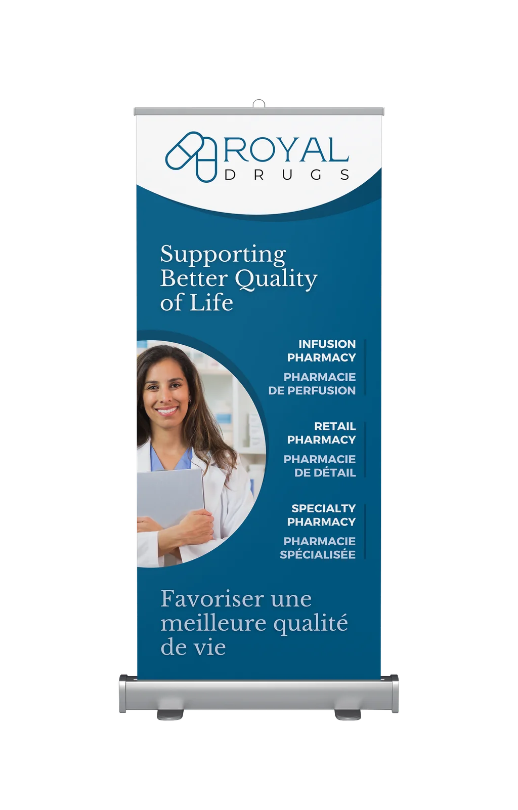 Royal Drugs roll-up banner: supporting better quality of life