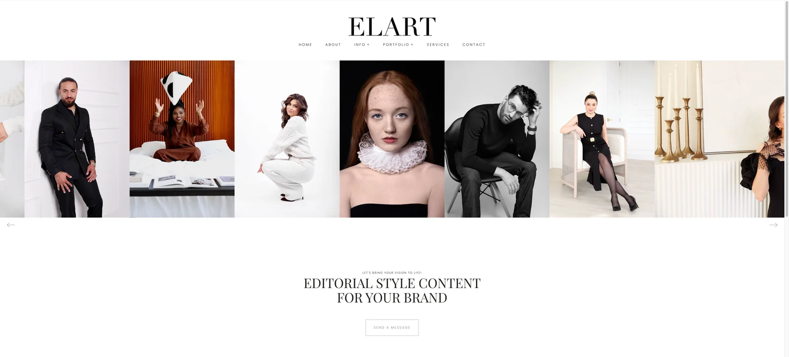 ELART website design: an editorial fashion homepage