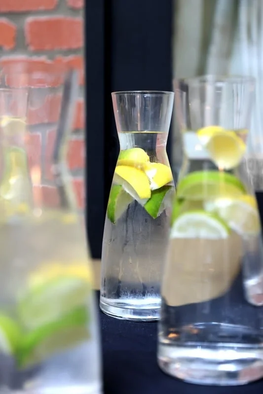 Infused water carafes at an event