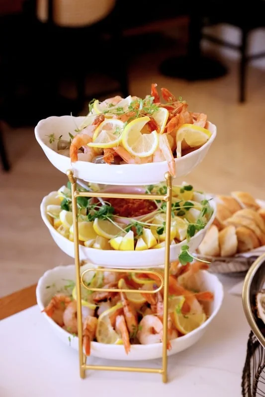 Tiered tray of appetizers