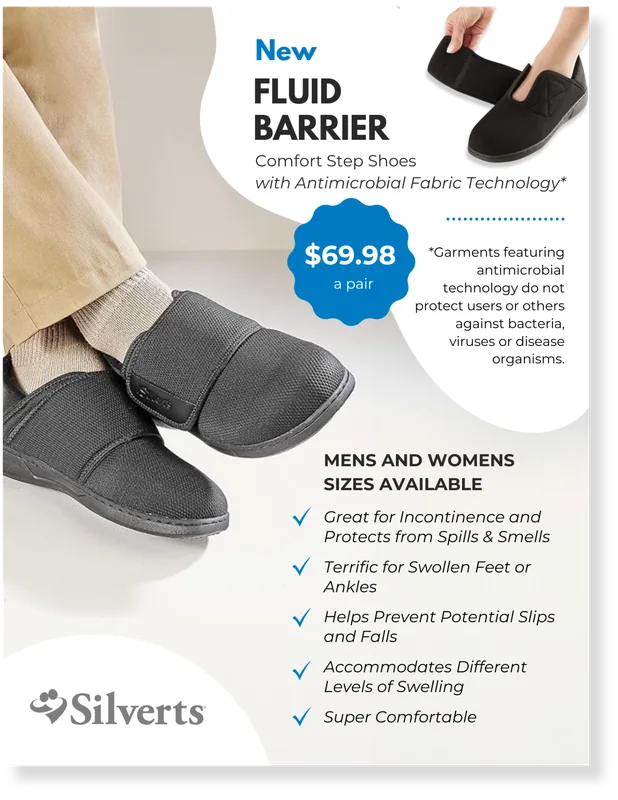 Silverts poster: new fluid barrier comfort step shoes