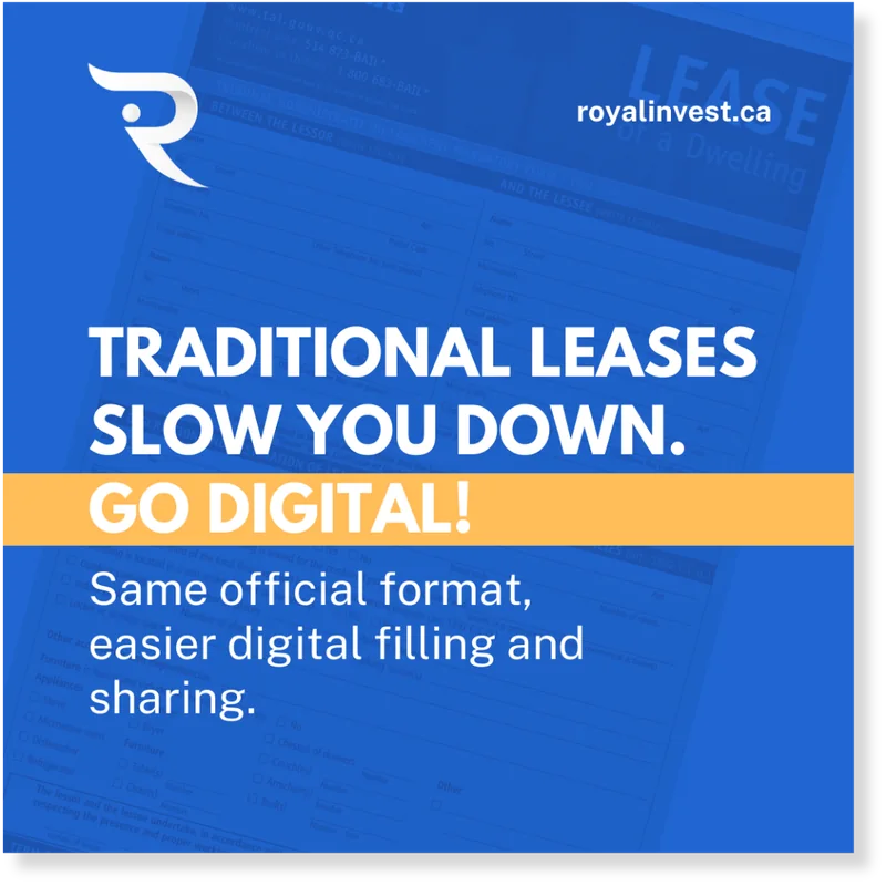 Royal Invest social post: traditional leases slow you down, go digital